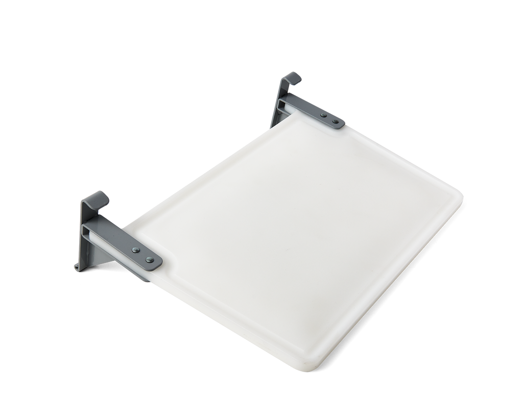 White plastic Prep Board pictured from angle.