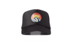 Mountain sunset graphic pictured on black TruckR hat.